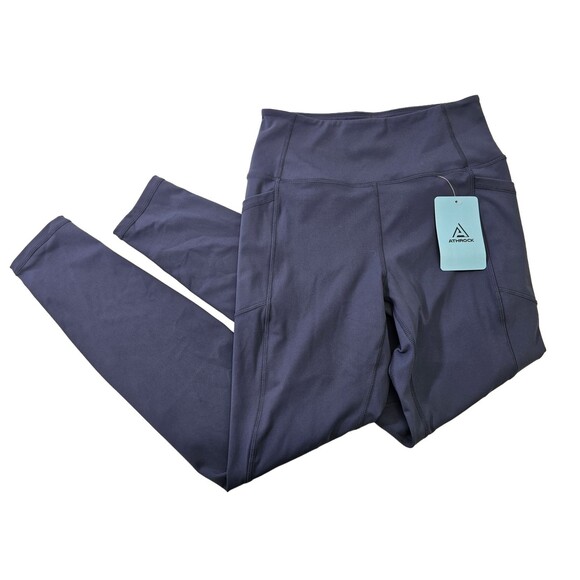 ALK Women's M Athrock Navy Blue Athleisure Athletic Stretch Wiast Leggings NEW - Picture 1 of 10